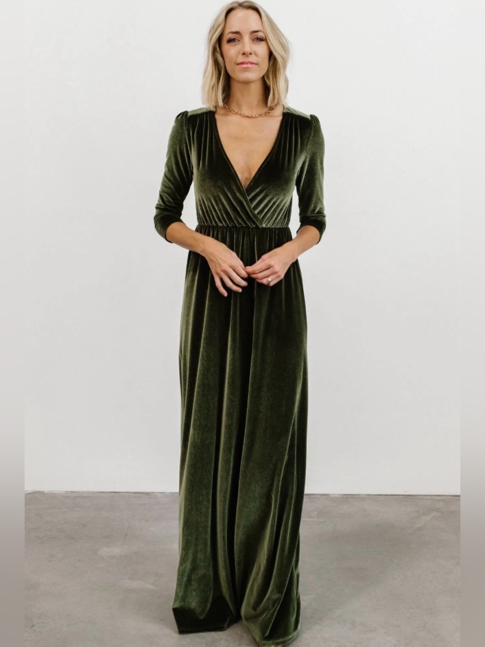 Baltic Born Olive Green Sofia Velvet Maxi Dress. Size XL